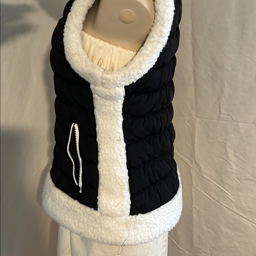 CALVIN KLEIN PERFORMANCE PUFFER VEST BLACK QUILTED ZIP UP SHERPA TRIM SZ M - Picture 6 of 12